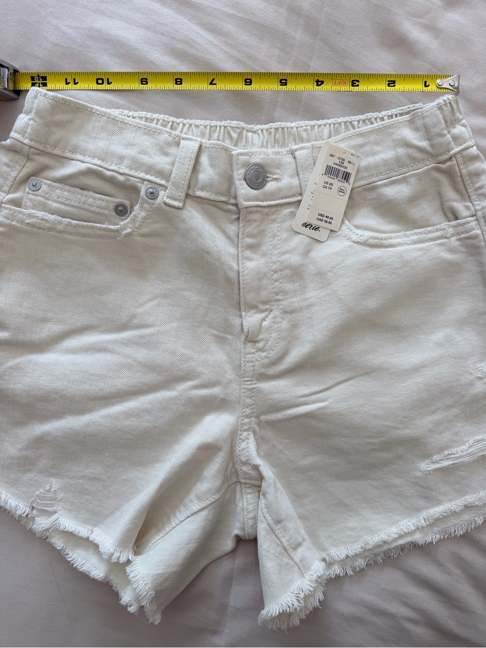 NWT* Aerie White Denim Frayed Shorts Fit like S